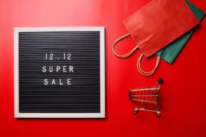 1212 shopping day super sale flat lay concept red background 368093 2630
