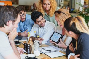 digital marketing tablet global seo meeting statistics analytics screen social media feedback with data analysis cafe team young creative business people talking about innovation 590464 111842
