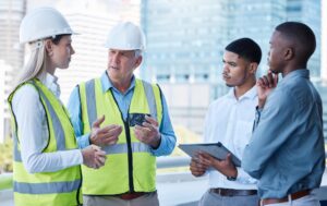 planning woman men discussion architecture meeting digital app construction site project collaboration engineering team with tablet urban development building advice 590464 401534 1