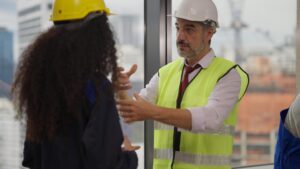 professional construction engineers team using blueprint project plan 336744 832 1