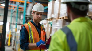 safety officer conducting warehouse inspection generative ai 237404 7400