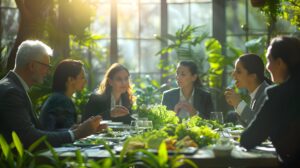 sustainability initiatives discussion team meeting lunch green practices corporate res 980716 175413