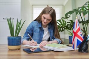 uk learning english online female student remotely looking webcam 116407 17144