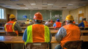 workers attending safety training session classroom 734334 21124